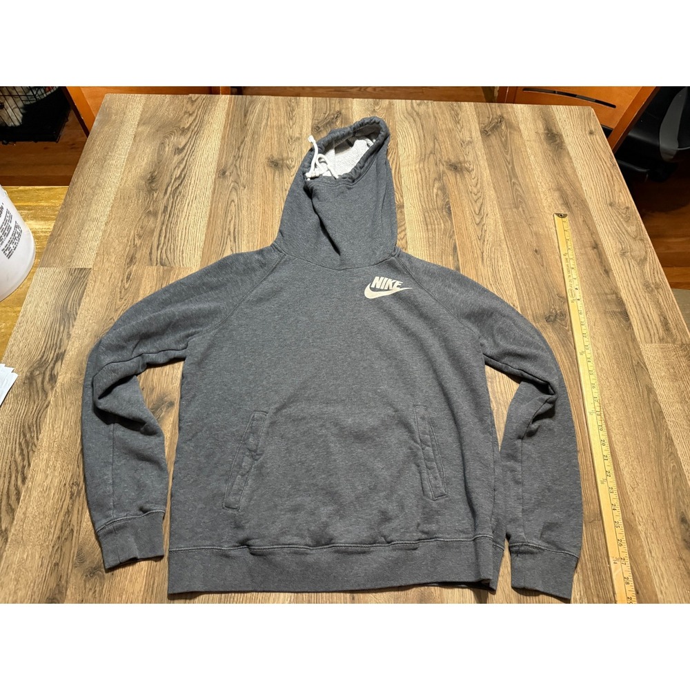 Nike Sportswear Hoodie Womens Size Large Gray Sweatshirt Funnel Neck Pullover